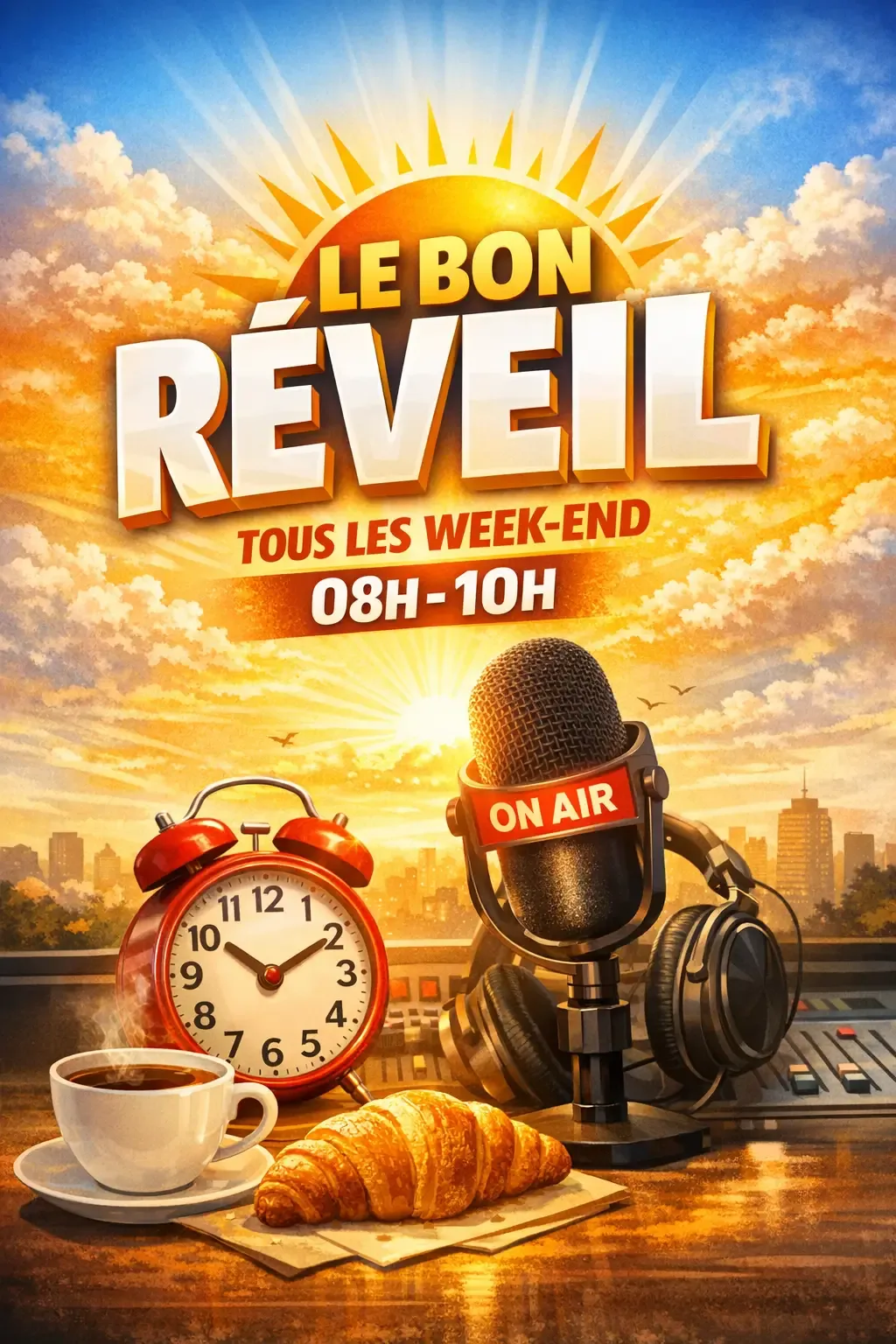Affiche radio Le Bon Réveil au lever du soleil